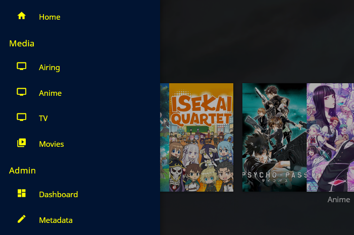 Captura de pantalla de un color amarillo personalizado en el panel del menú izquierdo