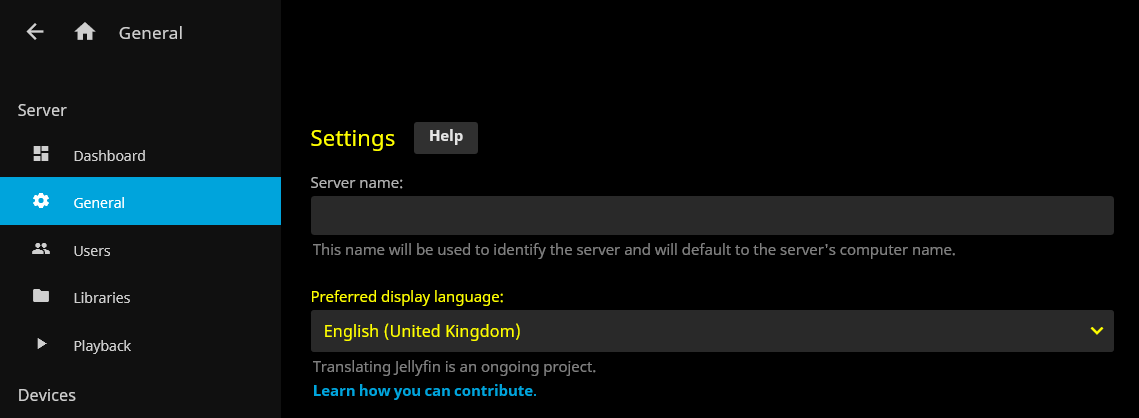 Captura de pantalla de un color amarillo personalizado en la página General