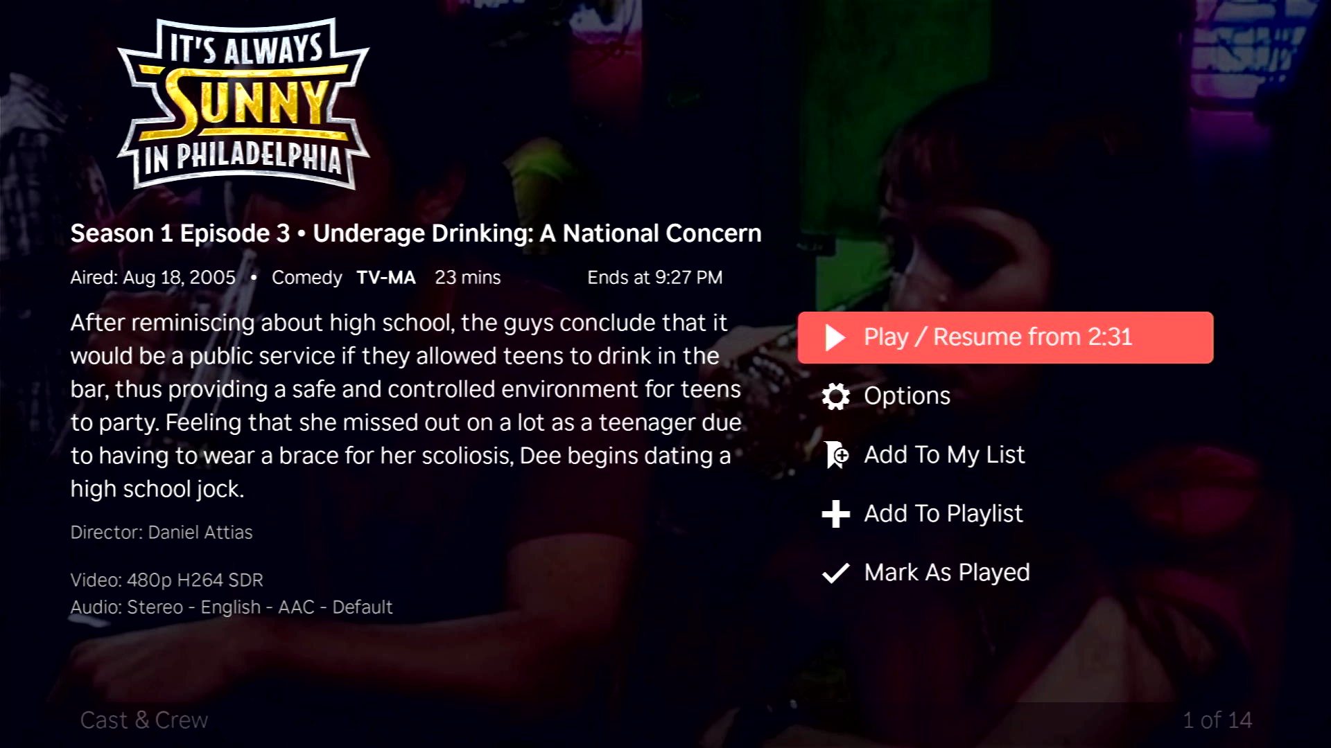 Pantalla de episodios de TV rediseñada