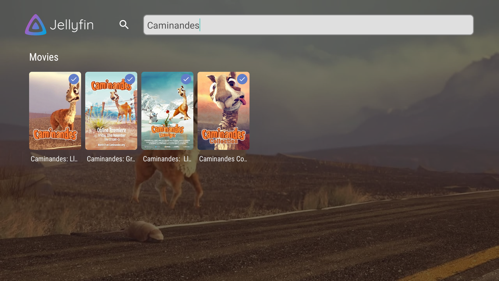 Captura de pantalla de la vista de búsqueda en la app de Android TV