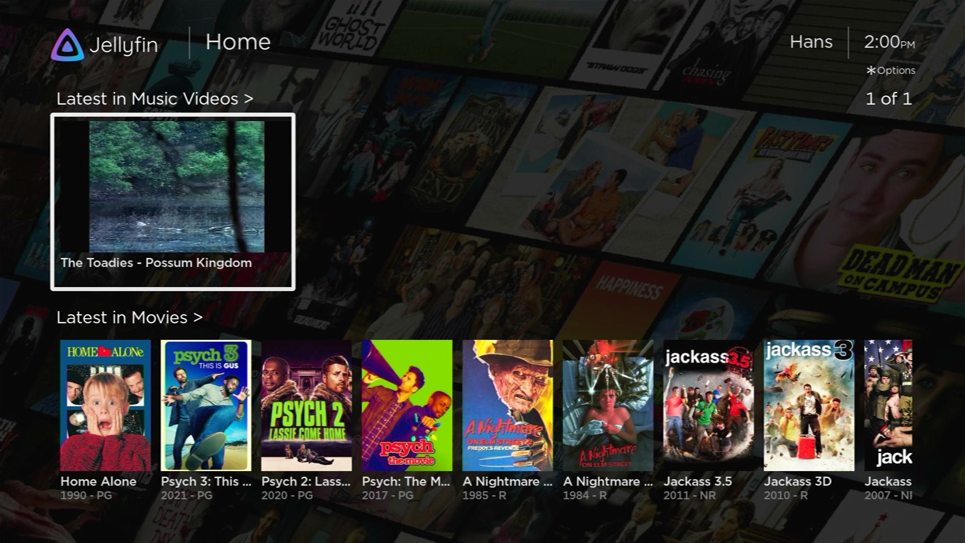 Screenshot van 'Laatste toegevoegd' in Muziekvideo's op de startweergave