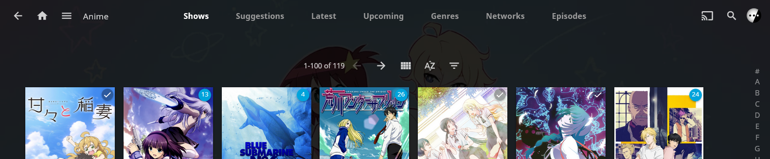 Screenshot van vergrote tabknoppen en transparant menu