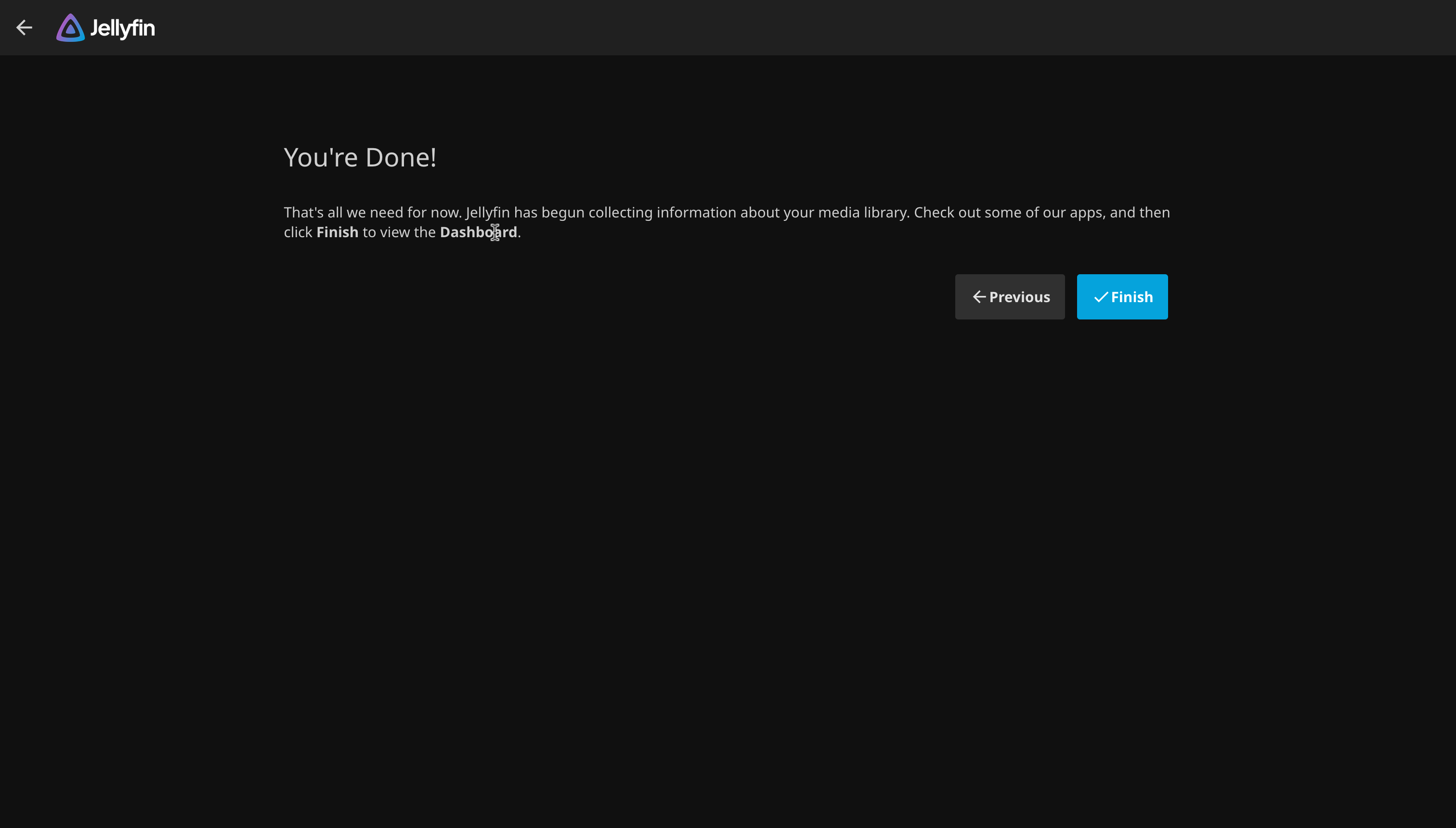 设置向导完成页面